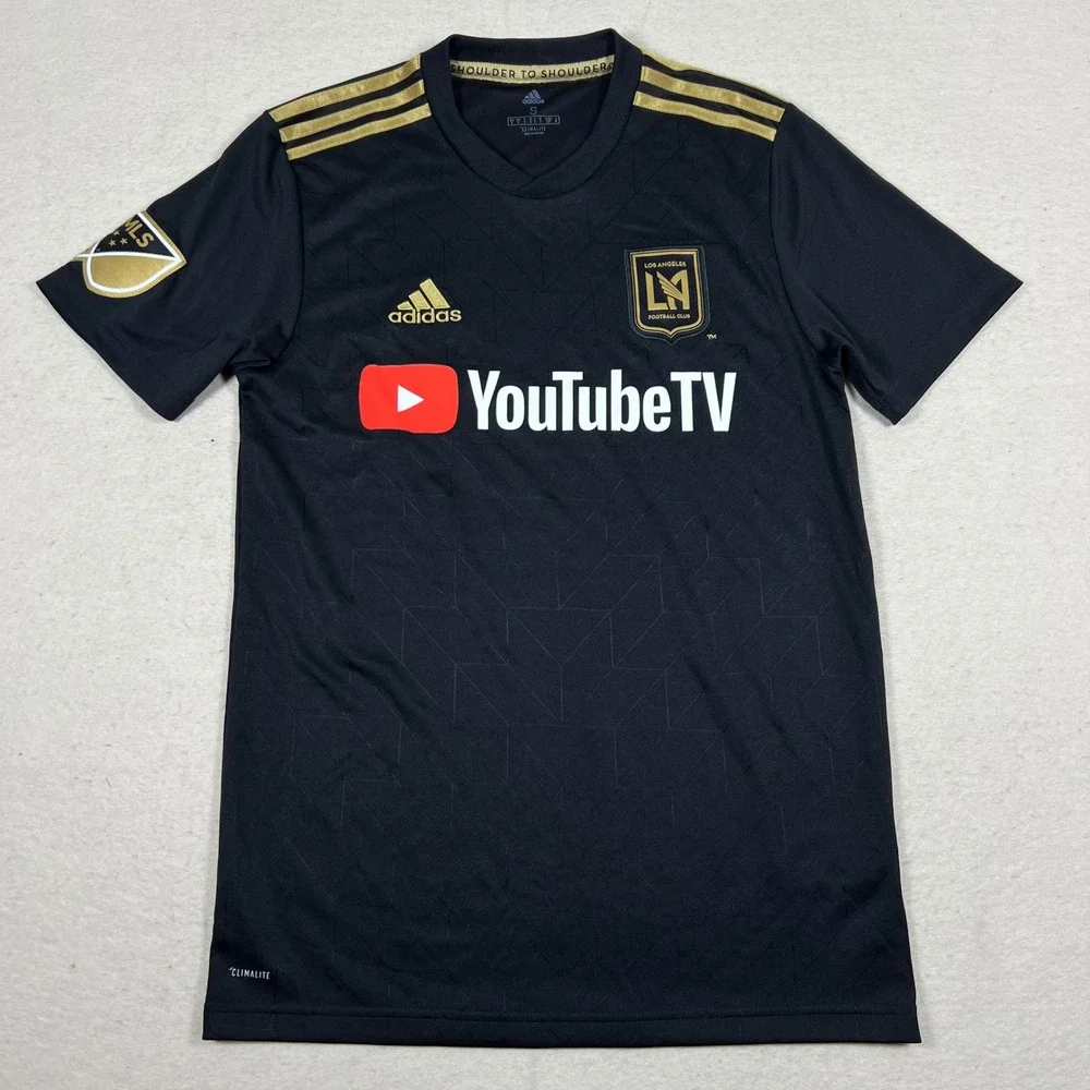 LAFC Adidas Climalite Soccer Jersey Mens S Black Gold YouTube TV‎ MLS